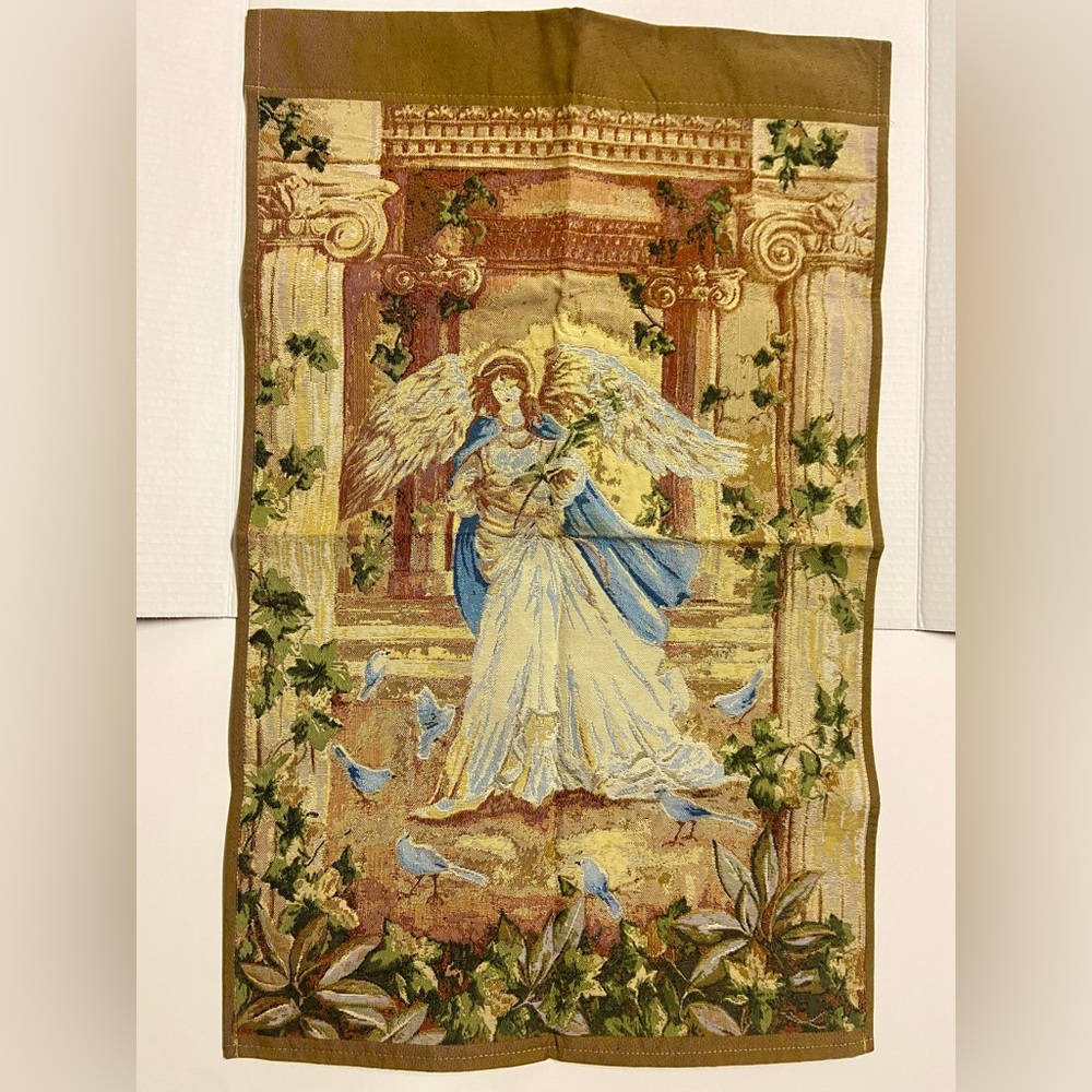 Angel with the Blue Birds French Provincial Tapestry 20"x 29" Wall Hanging